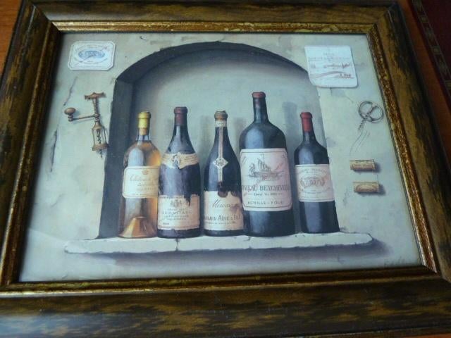 4 superbe cadres rustique vin + autres cadres déco au choix., Maison & Meubles, Enlèvement ou Envoi, Comme neuf, Bois