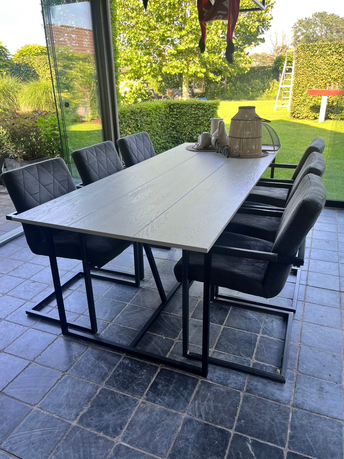 Belle table de jardin avec 8 chaises, Enlèvement, Comme neuf, Bois