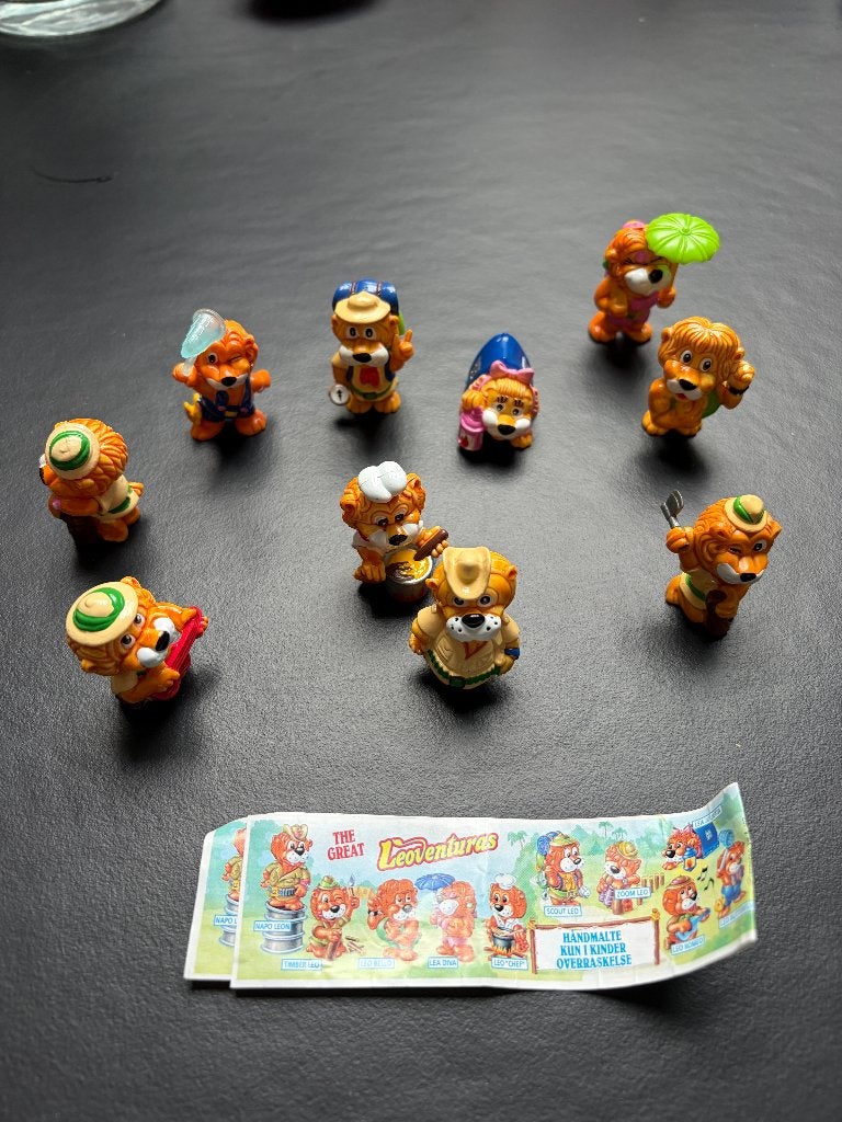 Kinder Surprise 1994 Leoventuras – 10 lions + Dépliant, Collections, Enlèvement ou Envoi, Comme neuf, Figurines