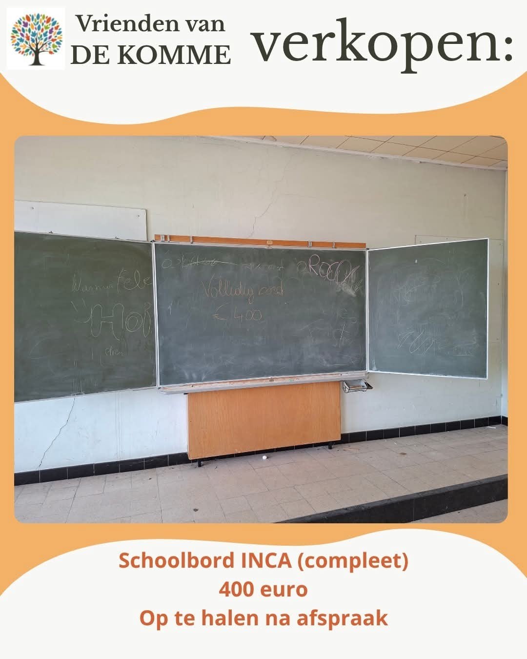Schoolbord INCA compleet, Ophalen