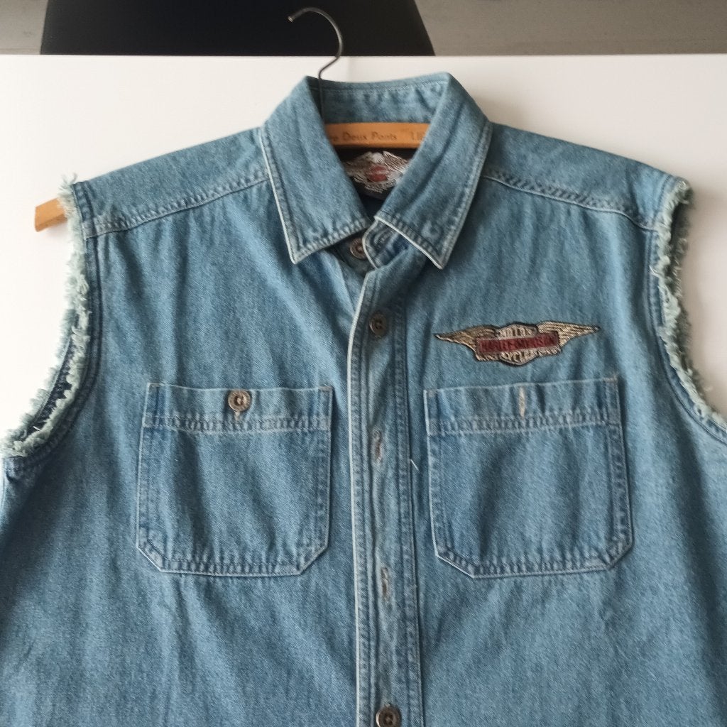 Harley Davidson mouwloos hemd - jeans, Motoren, Kleding | Motorkleding, Overige typen, Dames, Heren, Tweedehands, Ophalen