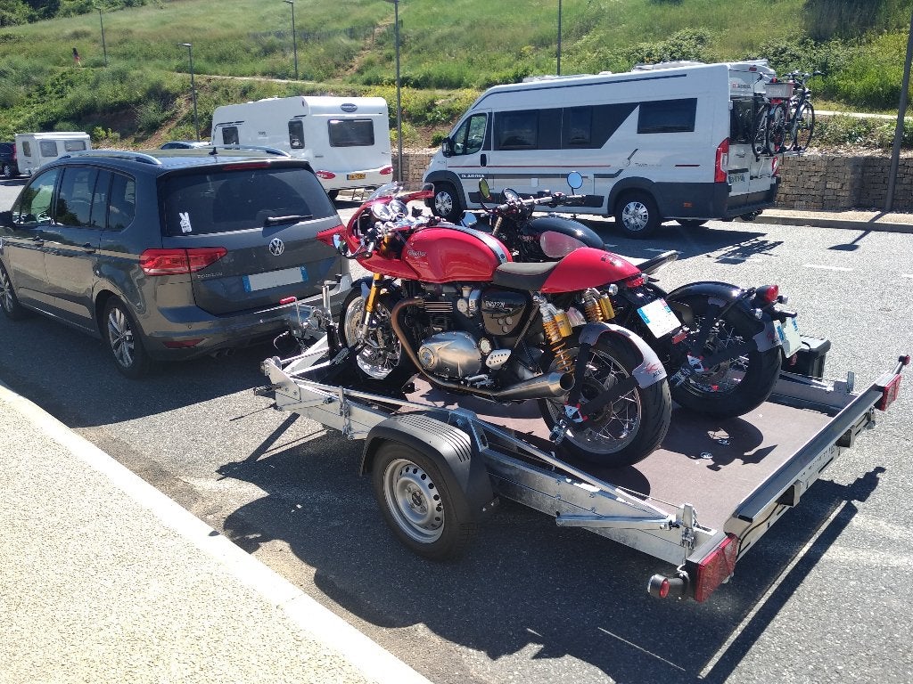 remorque 2 motos plateau abaissant, Autos : Divers, Remorques, Comme neuf, Enlèvement