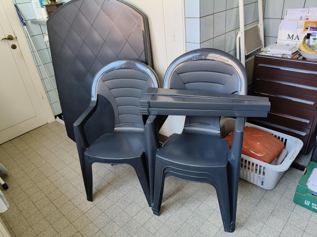 Lot - Tuinset - tafel + 4 stoelen, Jardin & Terrasse, Chaises de jardin, Enlèvement