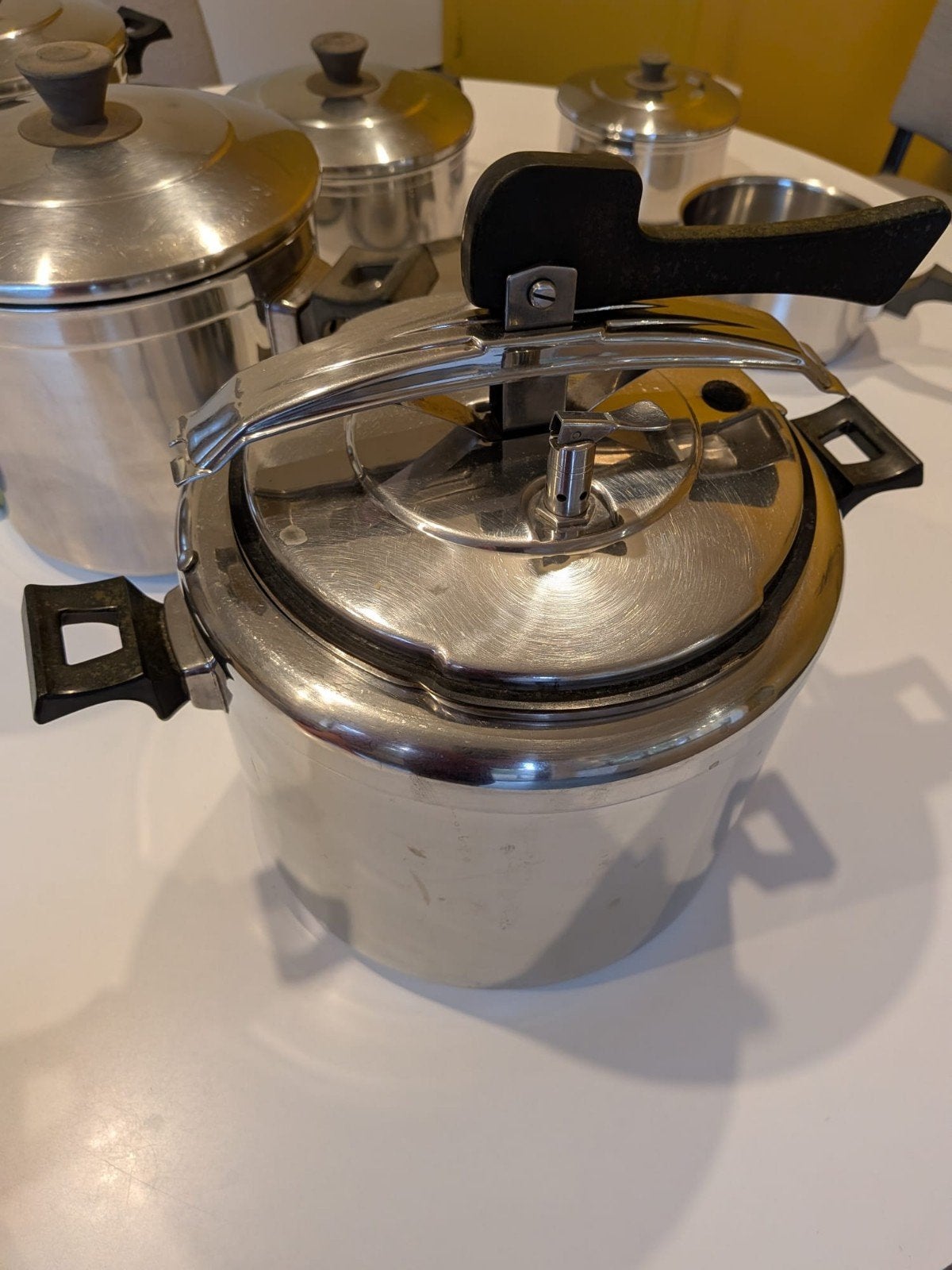 Mori Inox 18/8 Trifond set van 7 kookpotten, Met deksel, Ophalen, Gebruikt, Pannenset