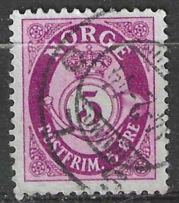 Noorwegen 1921/1929 - Yvert 92 - Cijfer in Ovaal - 5 o. (ST), Postzegels en Munten, Postzegels | Europa | Scandinavië, Gestempeld