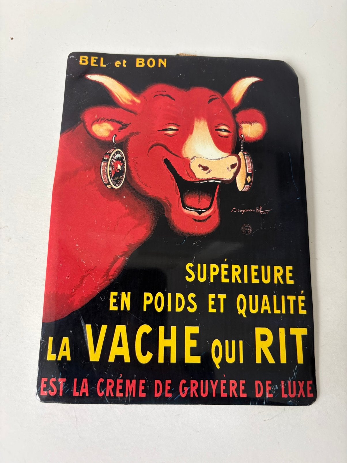 Plaque métallique « LA VACHE QUI RIT » (20/15 cm), Enlèvement ou Envoi, Utilisé