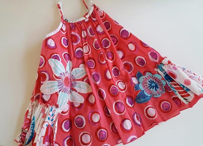 CATIMINI - Jolie robe évasée pois, fleurs - T.18 mois/80 cm, Catimini, Robe ou Jupe, Enlèvement ou Envoi, Utilisé