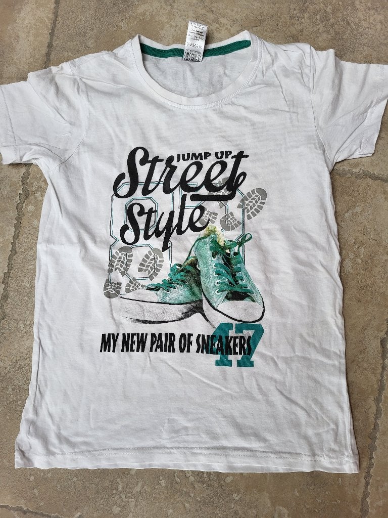 Stoere witte t-shirt mt 134-140, Kinderen en Baby's, Kinderkleding | Maat 134, JBC, Ophalen of Verzenden, Zo goed als nieuw, Shirt of Longsleeve