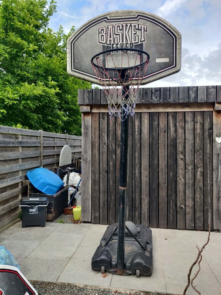 Basketbalpaal, Ophalen, Gebruikt, Ring, Bord of Paal