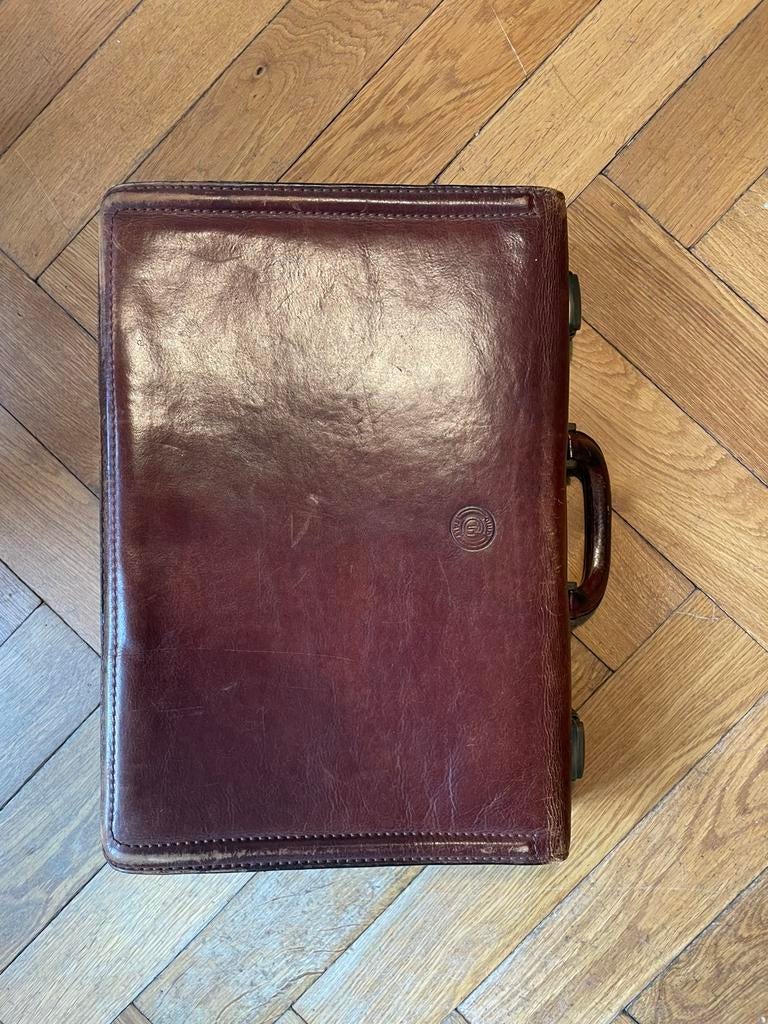 Lederen akte tas, merk Giudi, Gebruikt, Bruin, Aktetas of Boekentas, 30 tot 40 cm