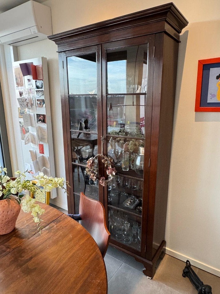 Houten vitrinekast, Antiek en Kunst, Ophalen