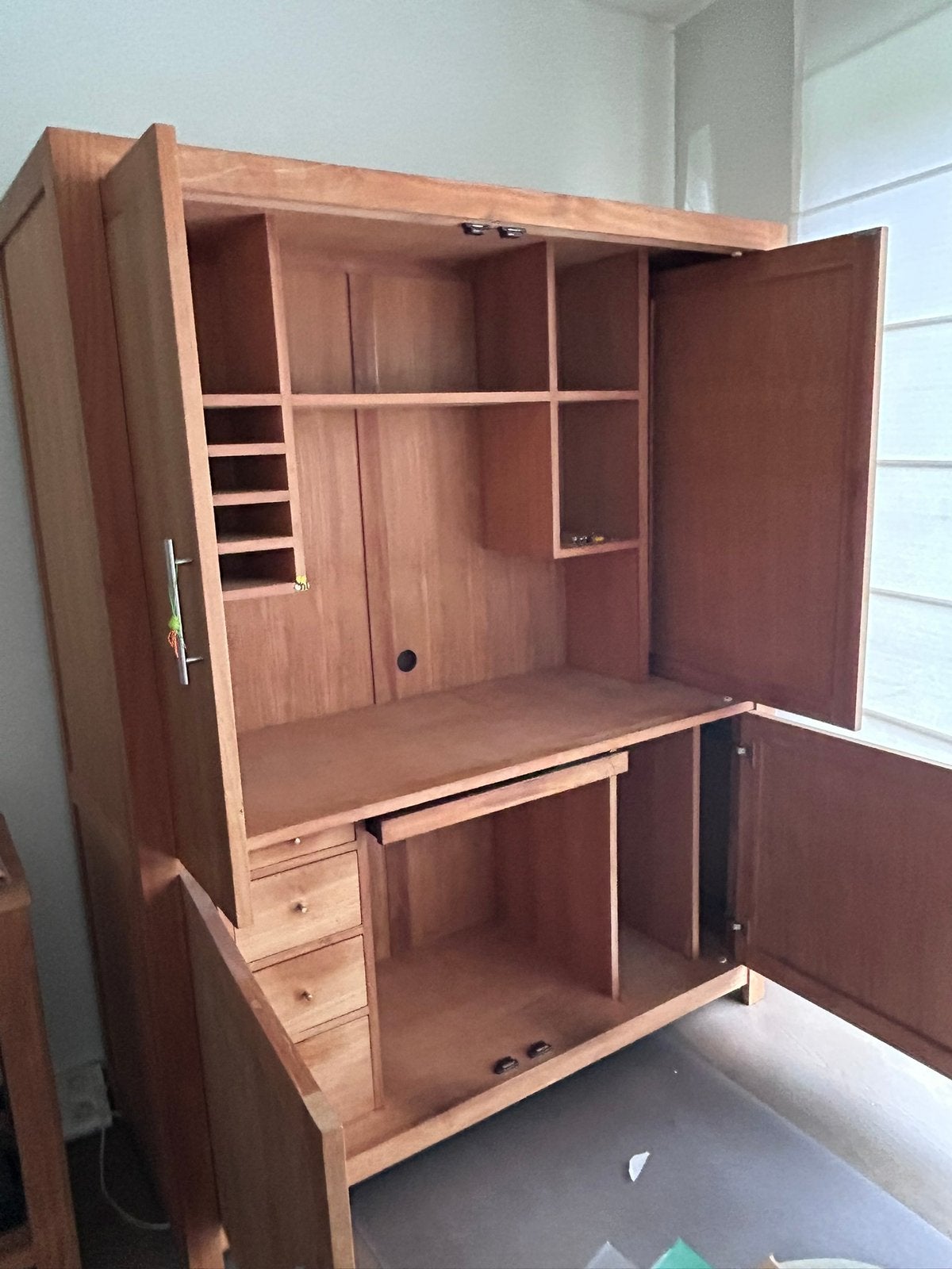 Teak houten bureaukast, Ophalen, Gebruikt