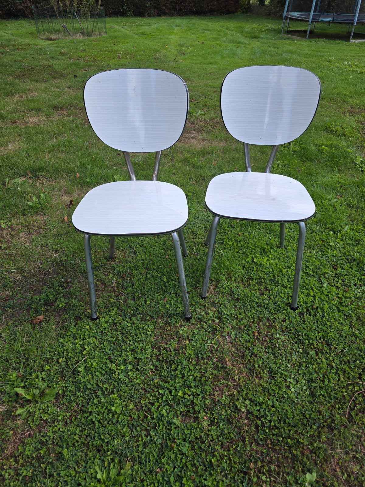 4 chaises vintage en formica - Perfecta, Maison & Meubles, Chaises, Gris, Vintage, Enlèvement, Utilisé