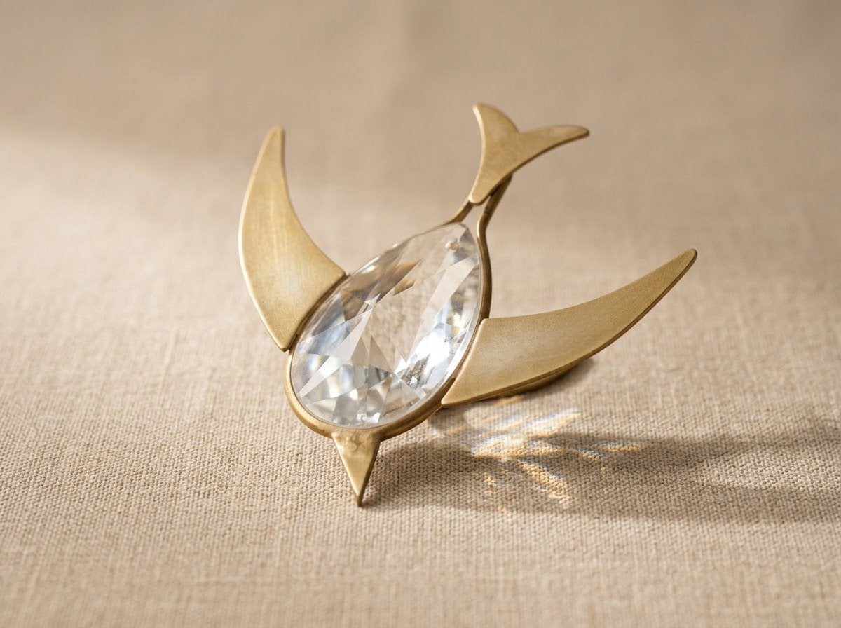Oiseau  déco cristal Swarovski & laiton doré 24K vintage, Collections, Enlèvement ou Envoi