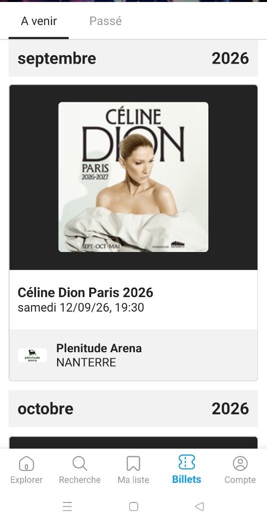 Deux Billets de Concert pour Céline Dion 12/09, Twee personen, September, Levenslied