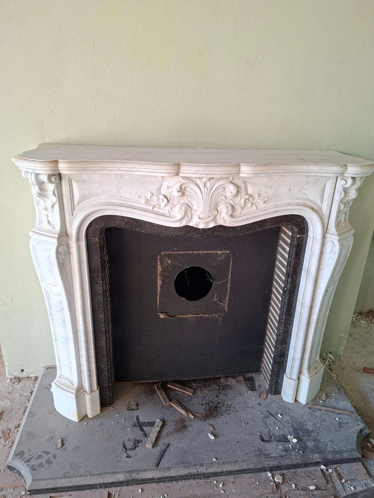 Marmer carrara schouw met open haard, Maison & Meubles, Cheminées, Enlèvement, Utilisé