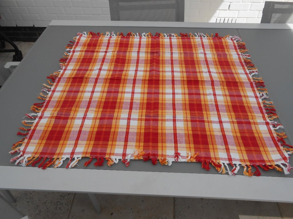 vintage geruit tafelmeed, Ophalen of Verzenden