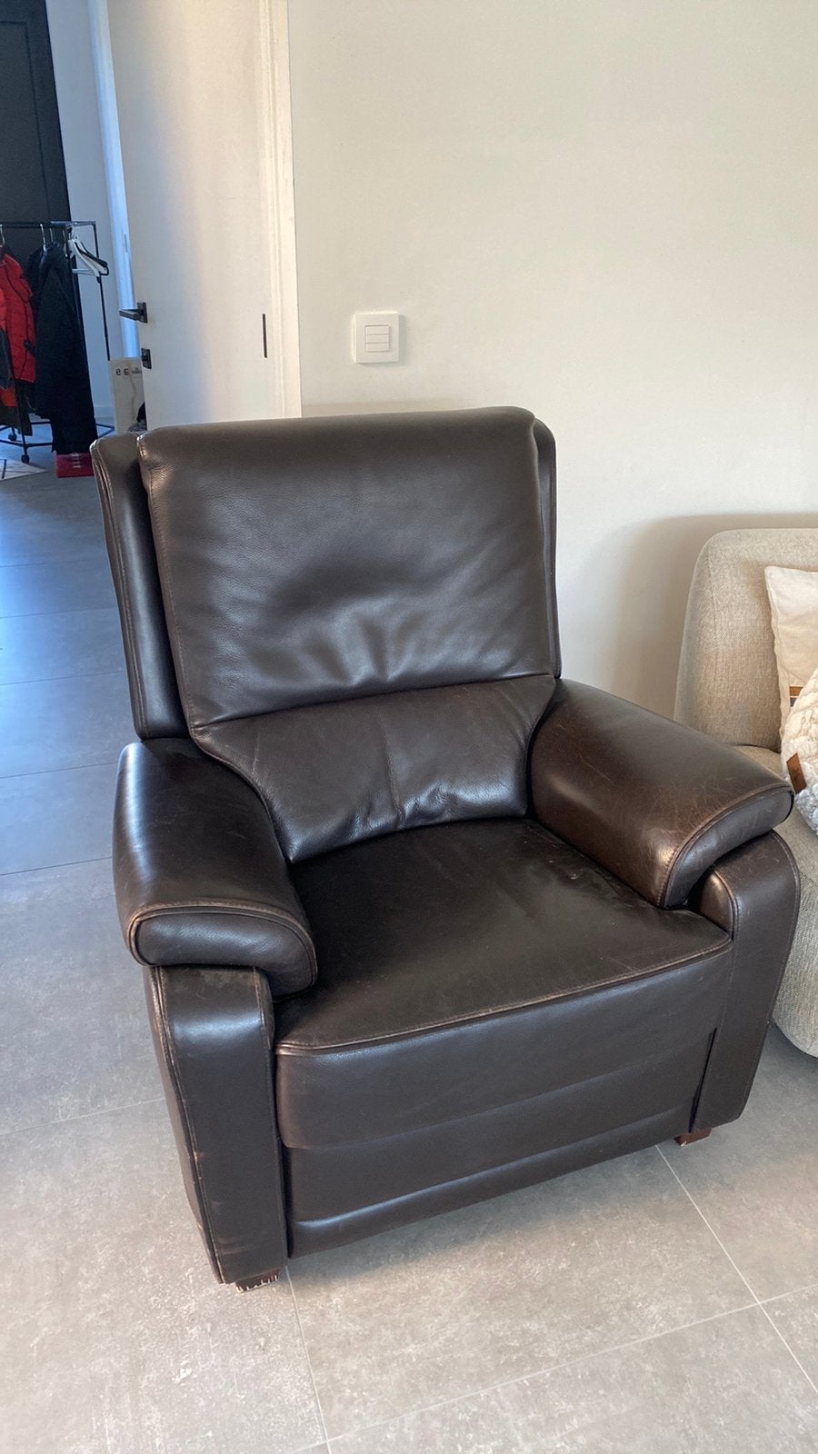 Gratis leren zetel, Huis en Inrichting, Fauteuils, Ophalen, Gebruikt