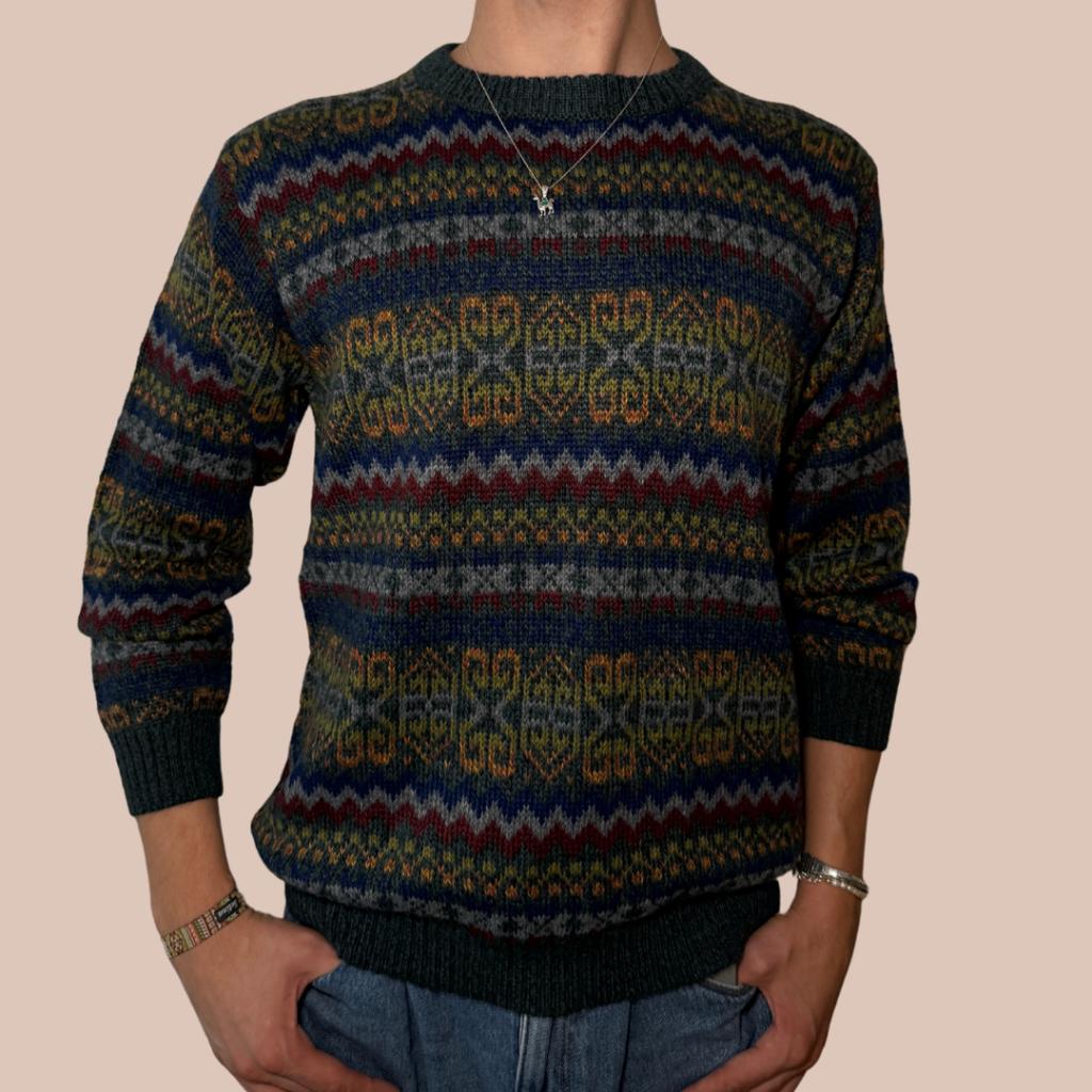 Alpaca Wollen Trui Bos met Patroon Maat M Trui uit Peru, Verzenden, Nieuw, Groen, ANDERE