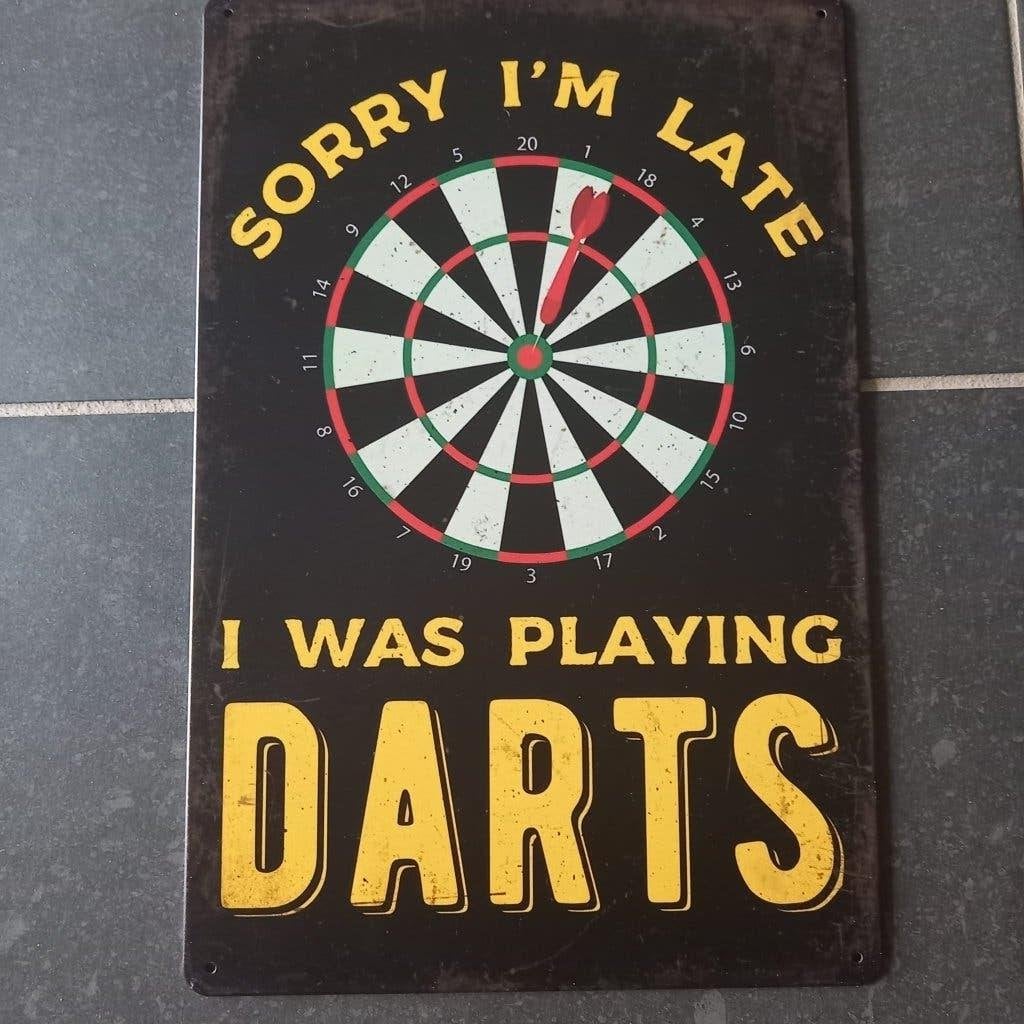 Retro Metalen Bord Darts, Huis en Inrichting, Metaal, 30 cm, Verzenden, 20 cm
