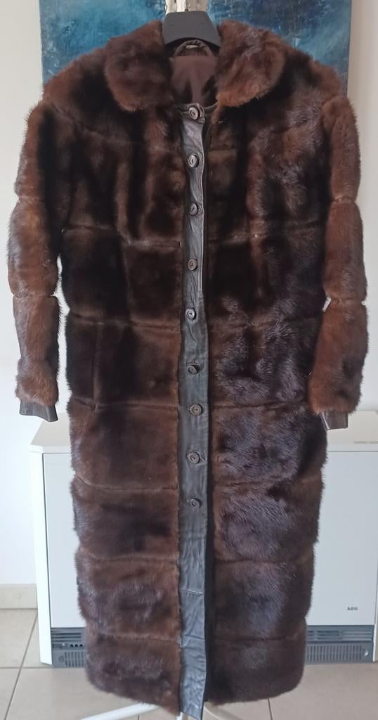 Manteau long en vison naturel – Très bon état général –, Kleding | Dames, Jassen | Winter, Ophalen of Verzenden, Bruin