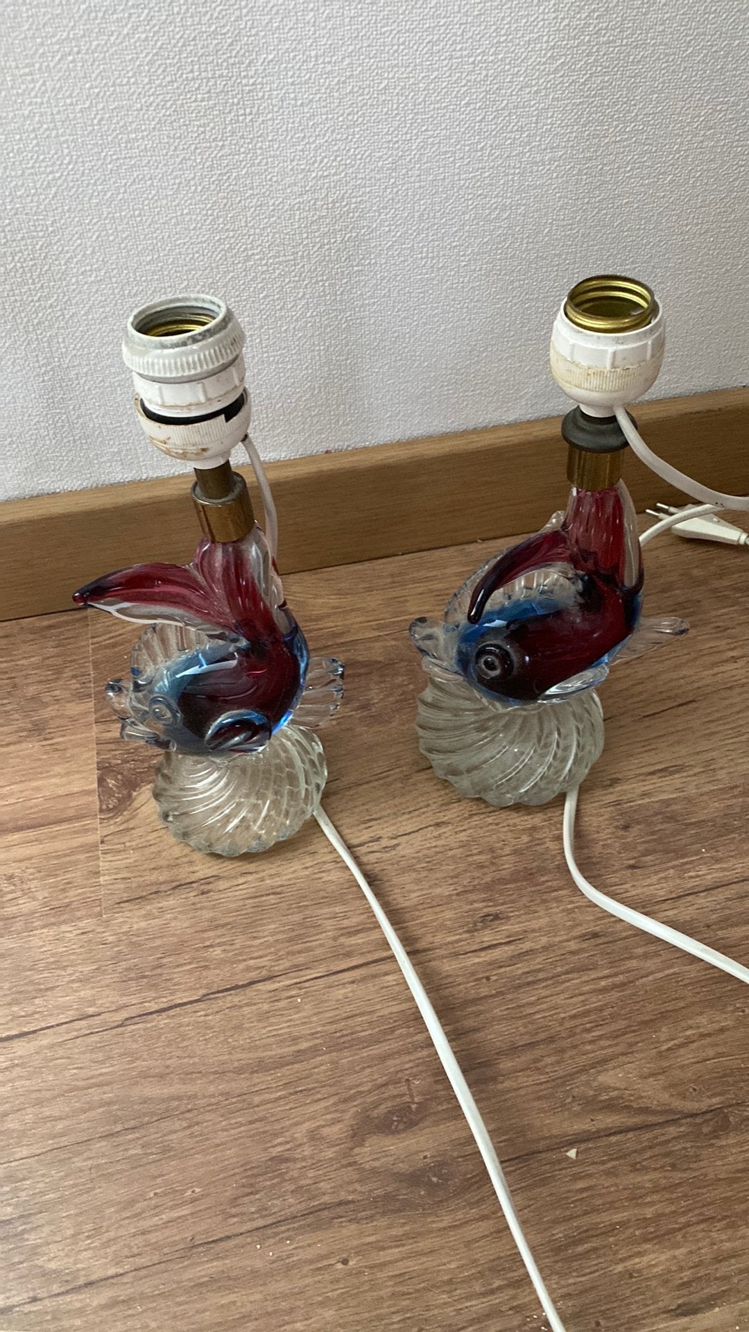 Houder nachtlamp vissen in glas, Ophalen, Gebruikt