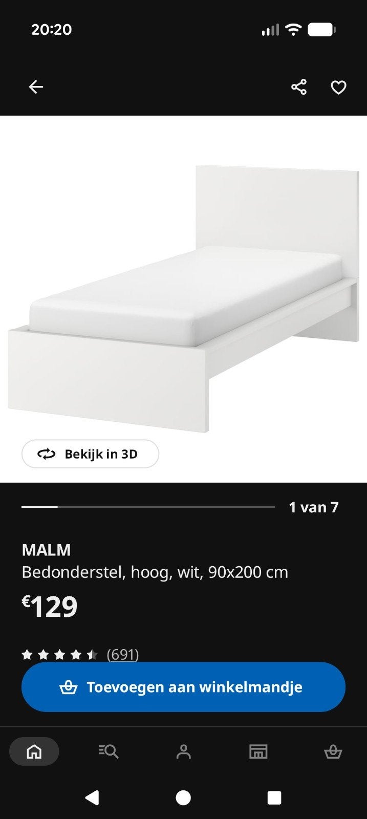Malm bedonderstel 90x200cm, wit, Maison & Meubles, Chambre à coucher | Lits, Enlèvement, Blanc