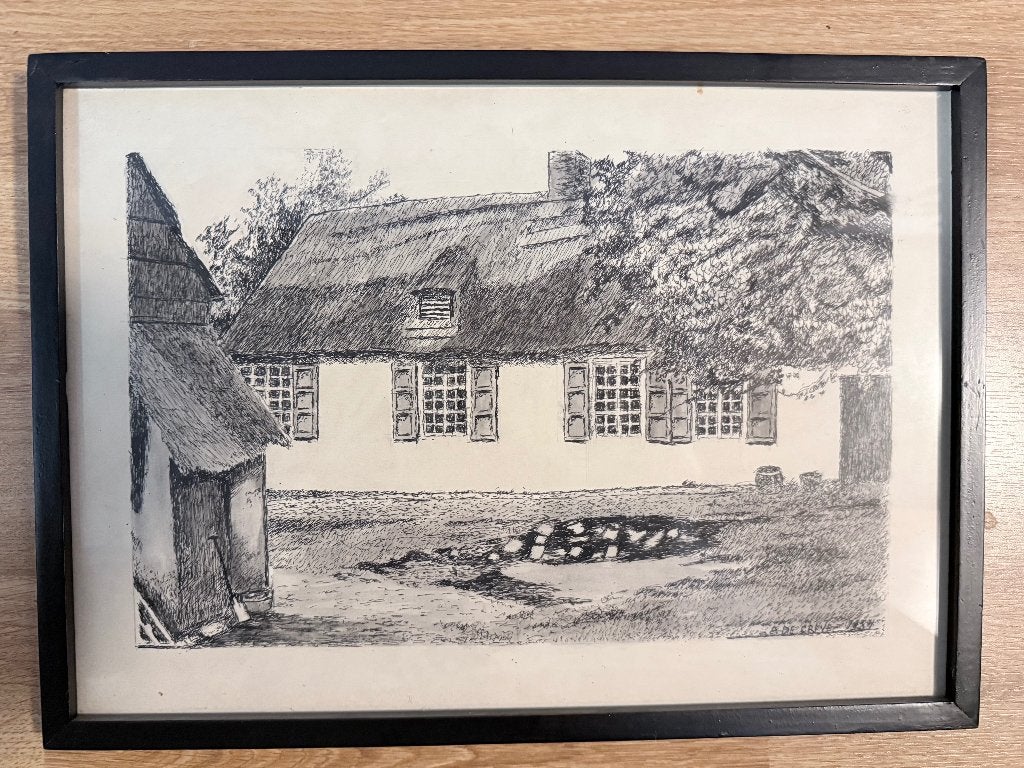 2 originele pentekeningen A. de Greve gesigneerd, Antiek en Kunst, Ophalen of Verzenden, Ets, Pentekening, Handgemaakt