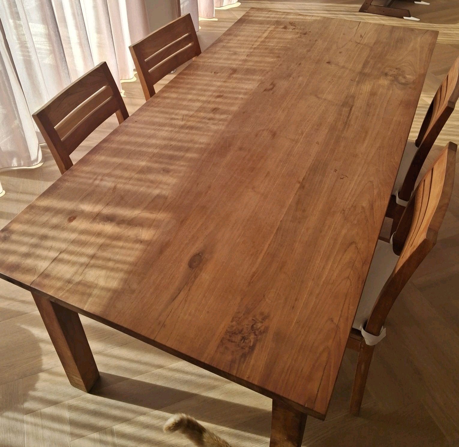 Teak houten tafel met 4 of 6 stoelen, Enlèvement