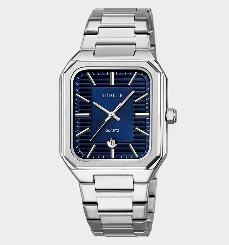 Hodler horloges zilverblauw horloge, Handtassen en Accessoires, Horloges | Heren, Staal, Staal, Polshorloge, Nieuw
