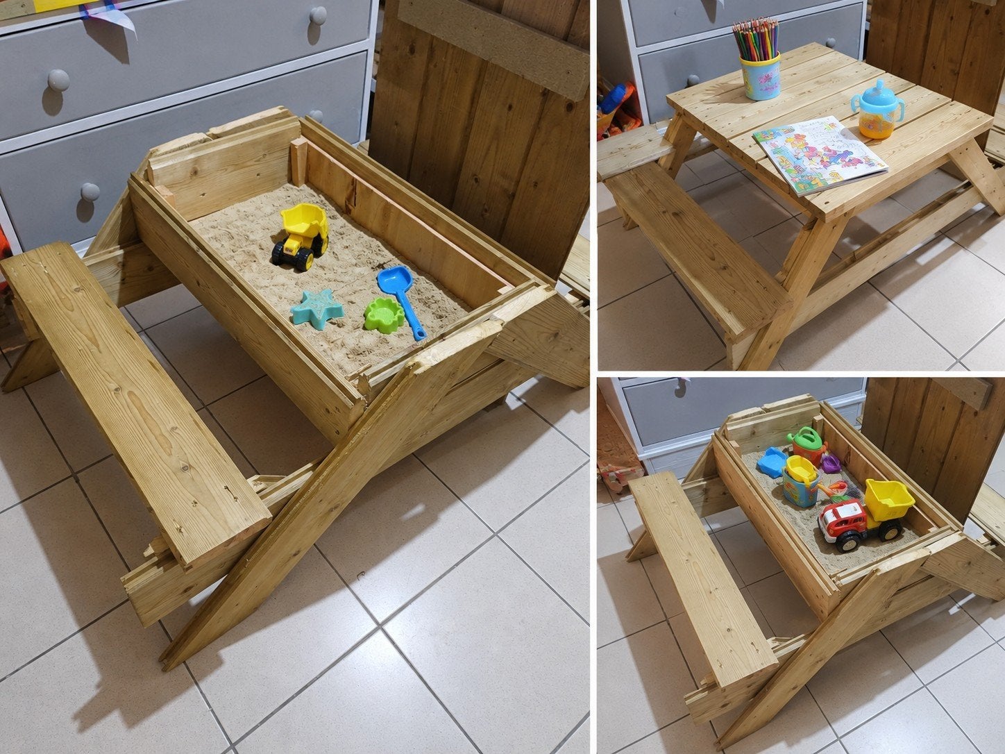 Stevige Houten Kinder Picknicktafel met Zandbak – Handgemaak, Ophalen, Nieuw