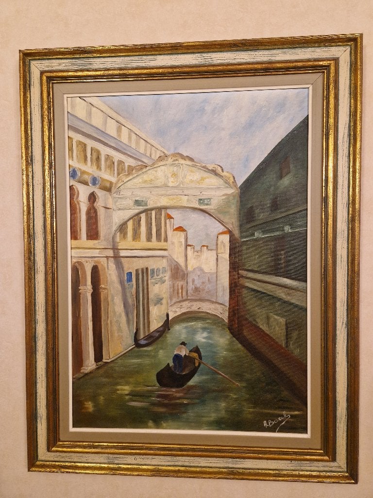 Schilderij 5, Antiquités & Art, Peint à la main, Enlèvement, Paysage urbain / rural, Toile