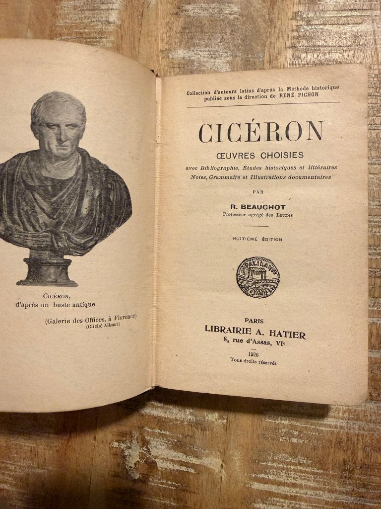 Cicéron, œuvres de choix - R. Beauchot 1926, Enlèvement ou Envoi, R. Beauchot
