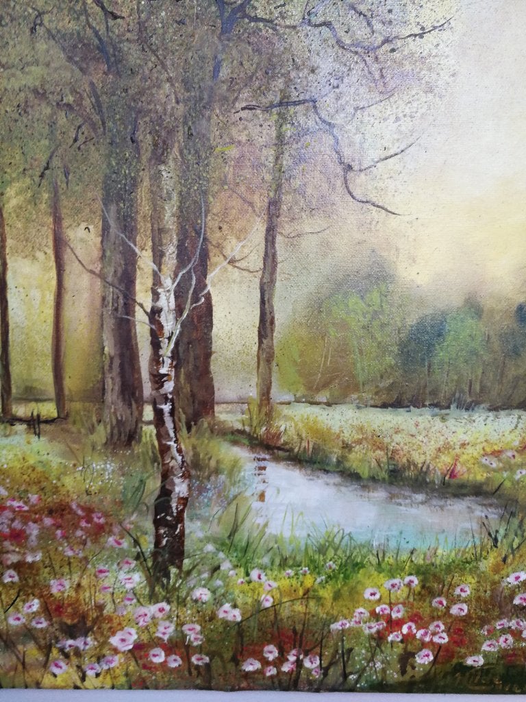 Schilderij 'hoogzomer' olieverf, nieuw., Antiquités & Art, Art | Peinture | Moderne, Enlèvement, Peinture à l'huile