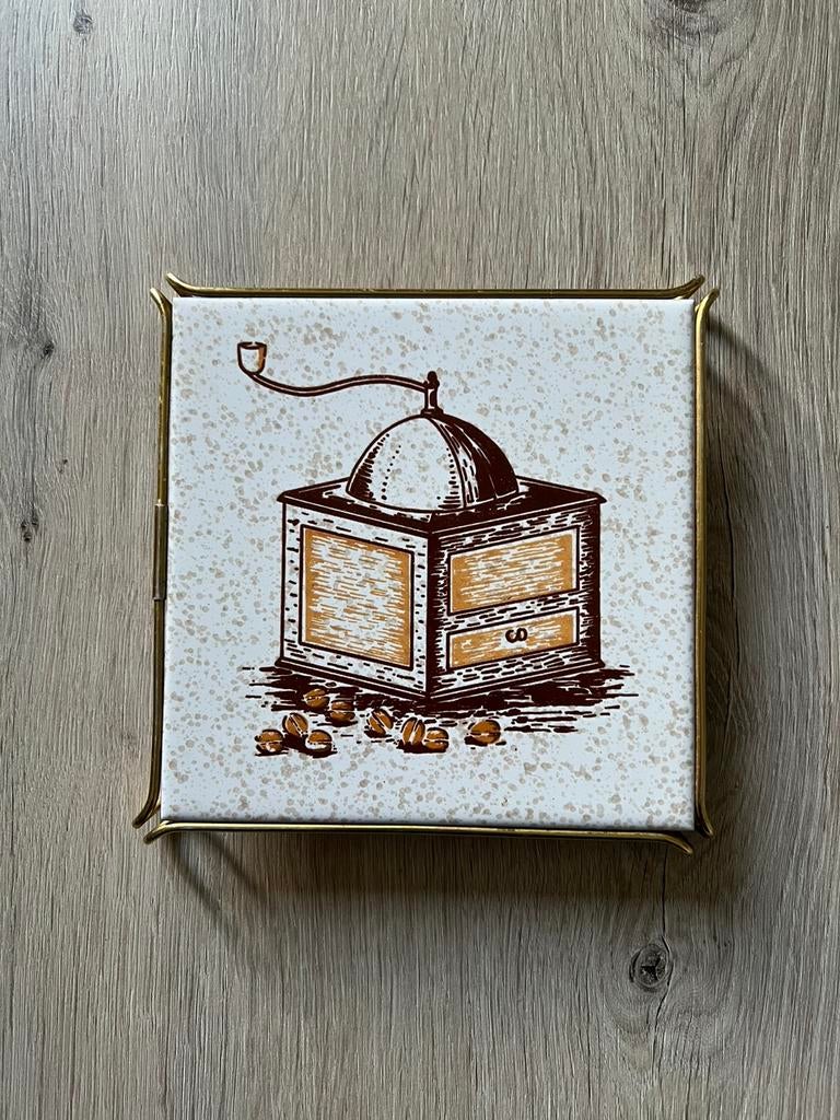Koffiemolen decor onderzetter - keramische tegels 15x15, Ophalen, Zo goed als nieuw