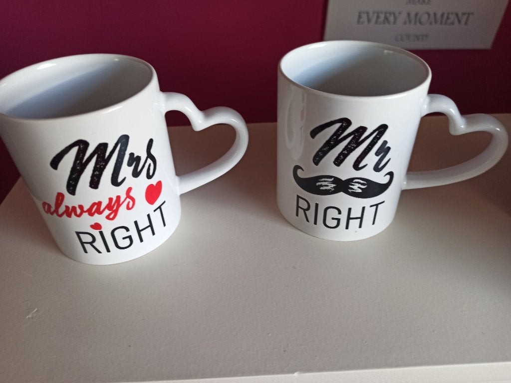 Koffietassen mr/mrs right, Ophalen, Nieuw