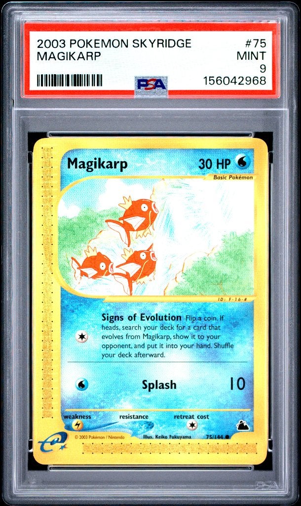 Pokemon Magikarp Skyridge Rare e-Reader Series PSA 9 WOTC, Ophalen of Verzenden, Zo goed als nieuw, Losse kaart