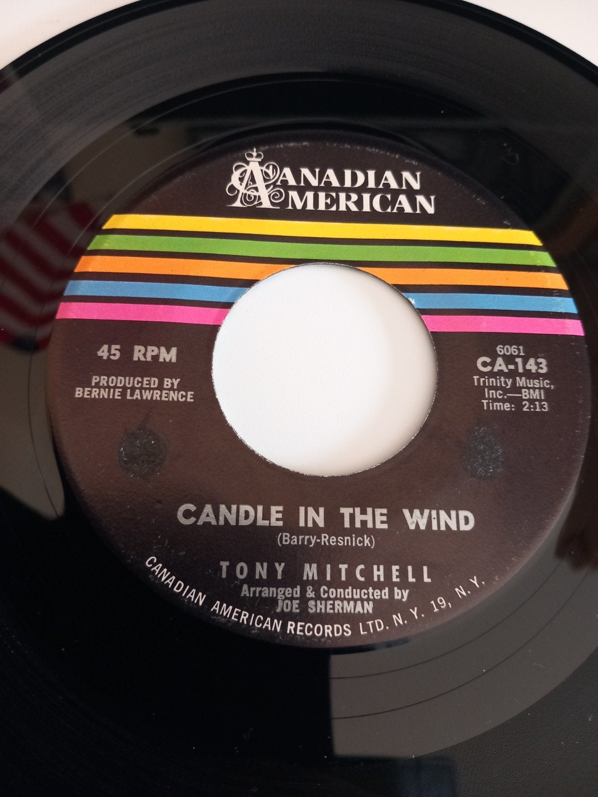 TONY MITCHELL. CANDLE IN THE WIND.  POPCORN USA 45T, Enlèvement ou Envoi