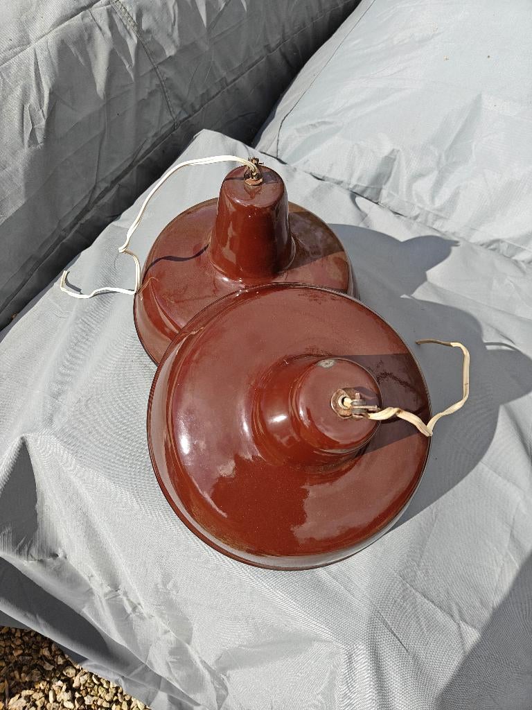 INDUSTRIËLE EMAILLE HANGLAMP, Antiek en Kunst, Antiek | Verlichting, Ophalen of Verzenden
