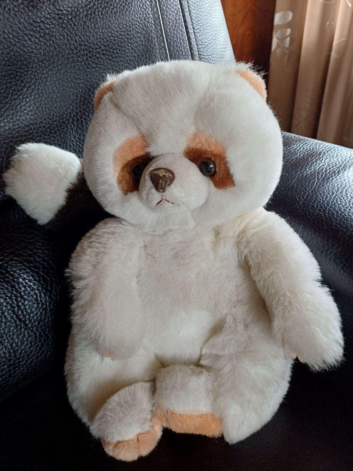 Vintage albino knuffel uit de jaren 80,35,5 cm, Ophalen of Verzenden, Gebruikt, Beer, Middelgroot (20 tot 80 cm)