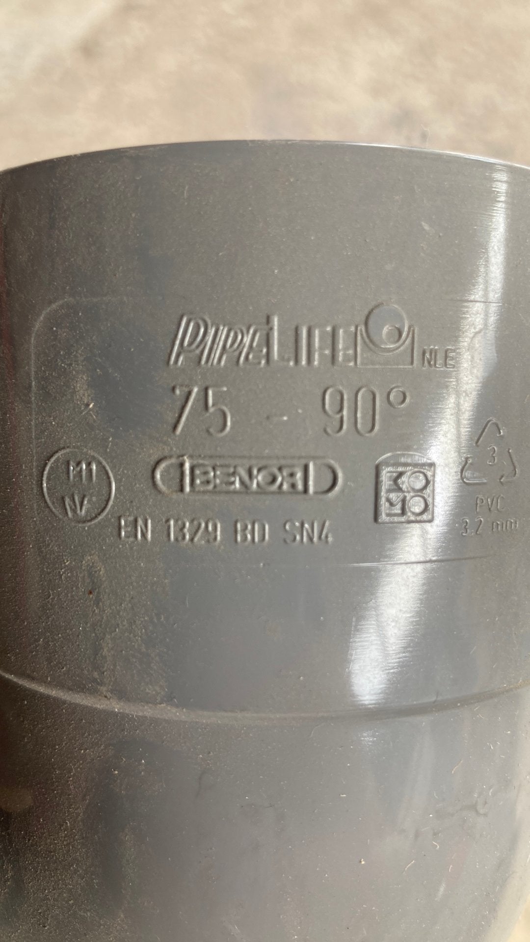 PVC Knie 90gr 75mm Nieuw, Bochten, Nieuw, Ophalen of Verzenden, PVC