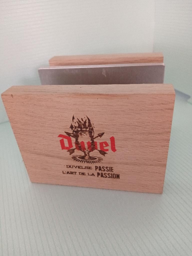 Duvel kaarthouder van hout en metaal als nieuw, Verzamelen, Ophalen of Verzenden, Nieuw, Overige typen, Duvel