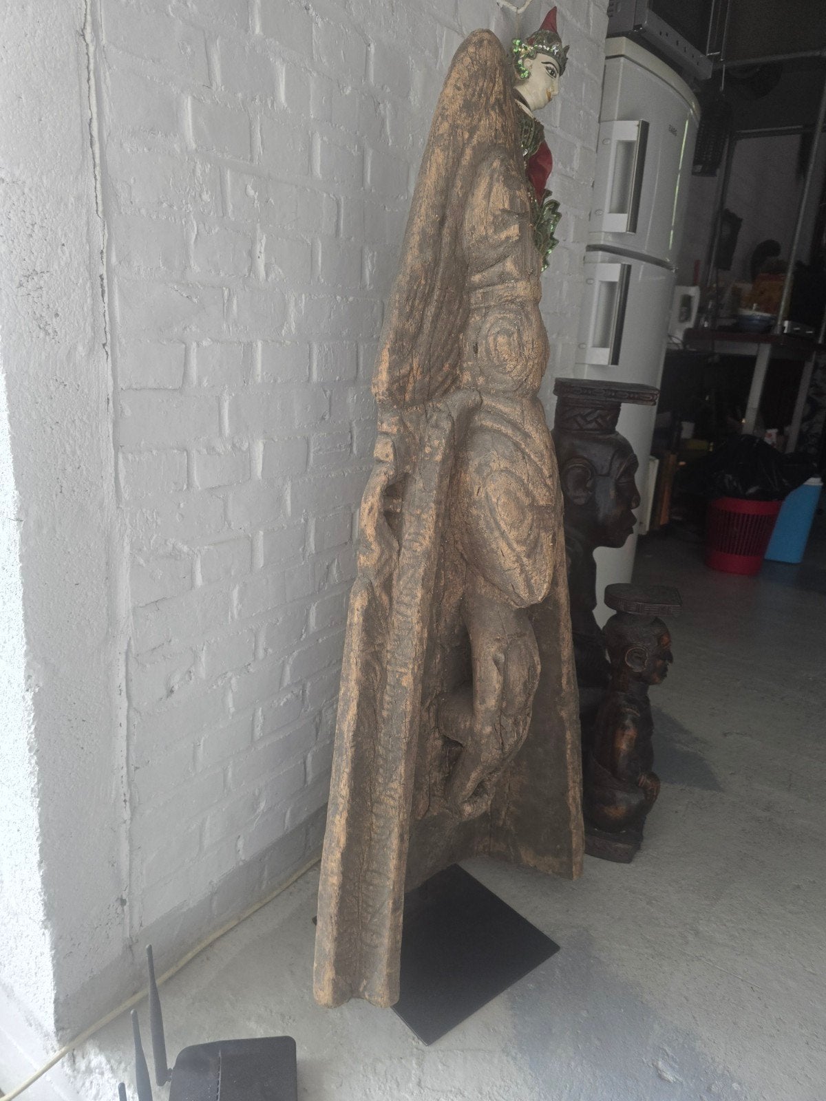 Prauw New Guinea (ancien exemplaire), Papouasie-Nouvelle-Guinée, Enlèvement, Sculpture sur bois, Bois