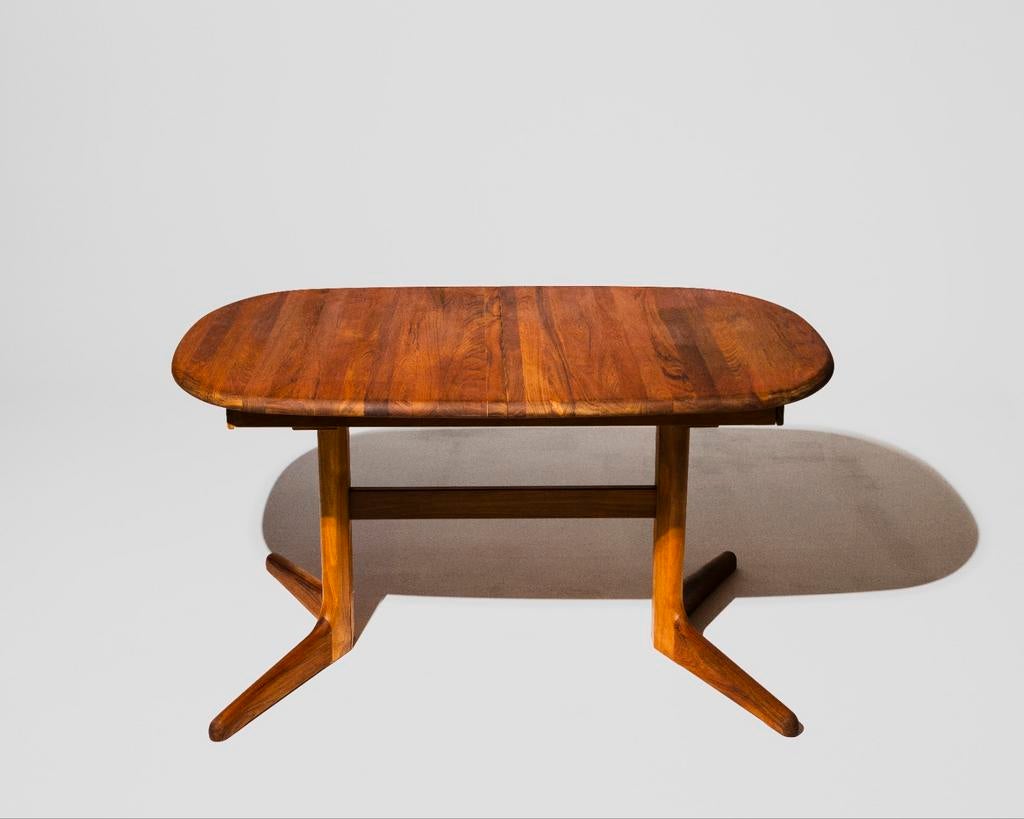 Verlengbare scandinavische eettafel in teak., Ophalen of Verzenden