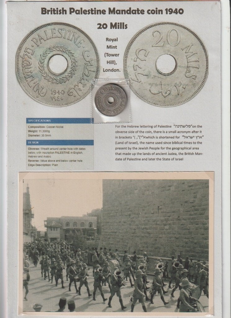 British Palestine Mandate coin 1940, foto's, postkaart, Verzenden, Midden-Oosten, Losse munt