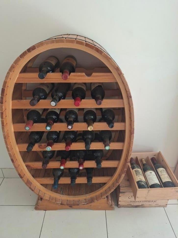 Lot de 26 bouteilles de vin rouge avec boîte et armoire réun, Pleine, Comme neuf, Enlèvement, Vin rouge