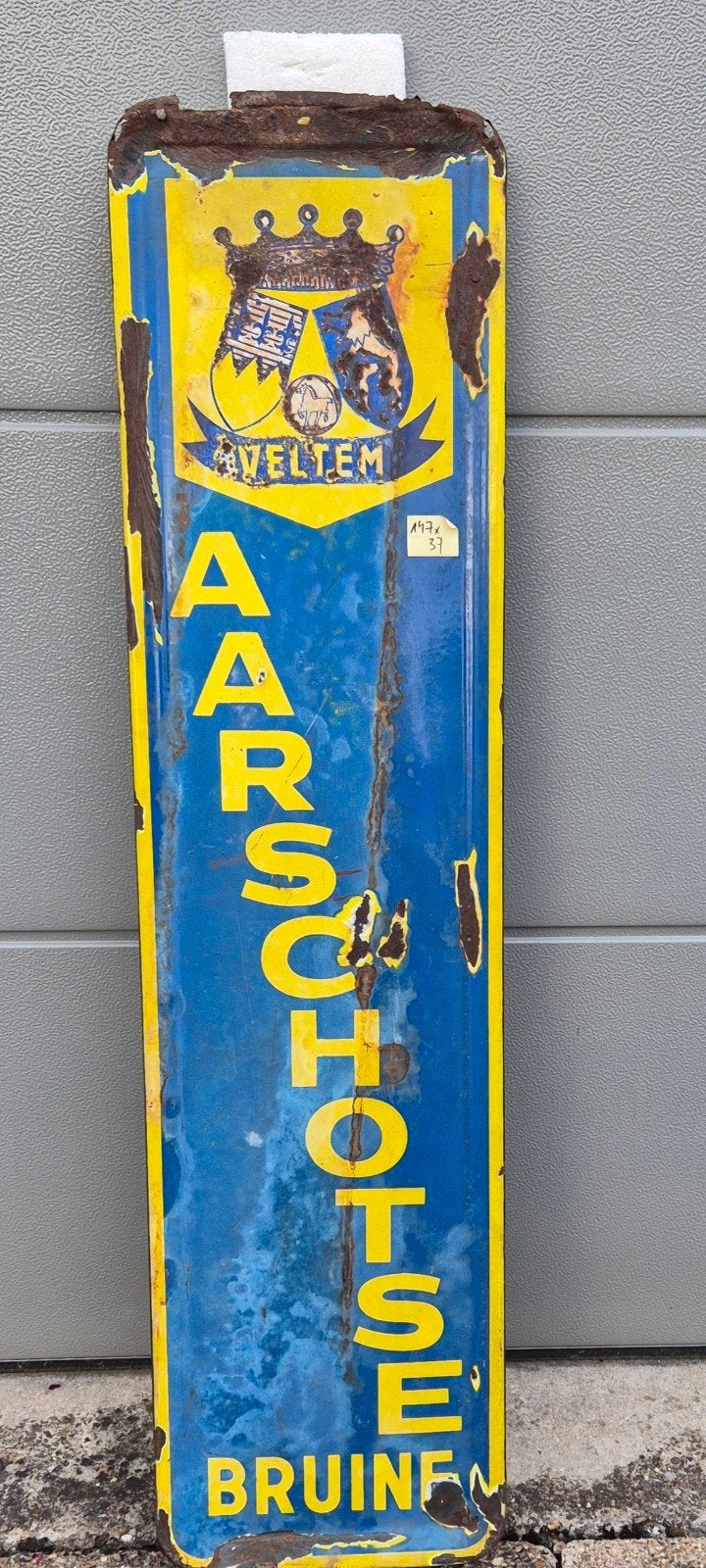 Aarschotse bruine Veltem emaille reclamebord, Enlèvement, Panneau publicitaire