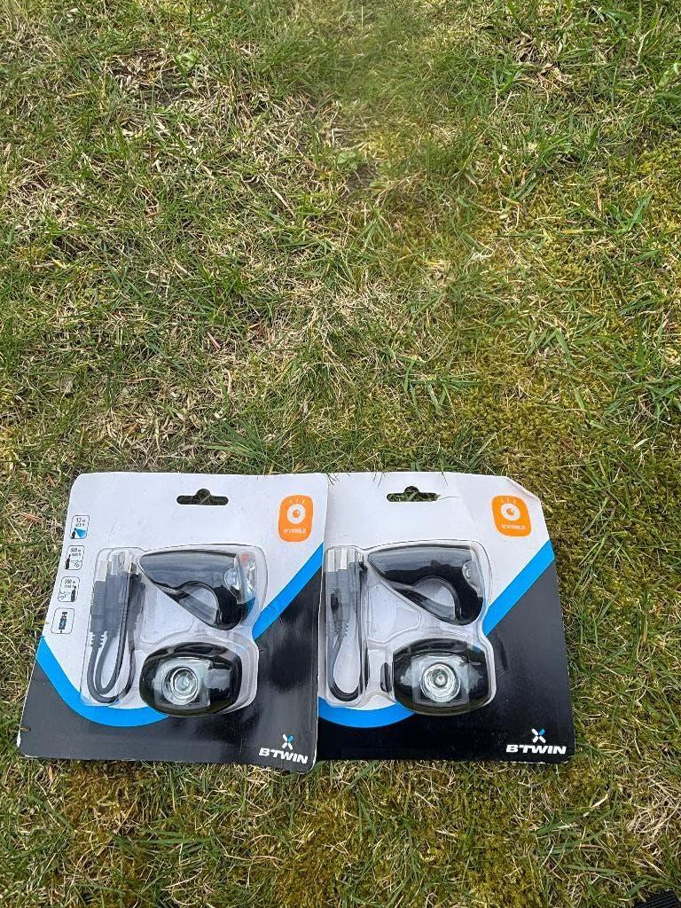 B’TWIN / Decathlon fietsverlichting set – 3 stuks, Fietsen en Brommers, Ophalen, Verlichtingsset, Nieuw, Oplaadbaar
