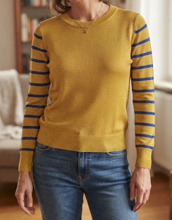 vintage glitter trui, Geel, Zo goed als nieuw, Maat 36 (S), Vintage .