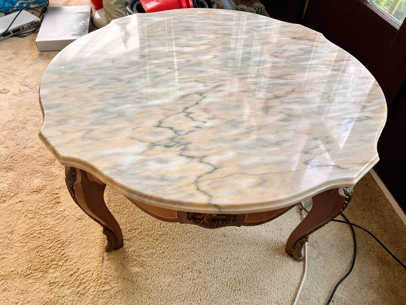 Salontafeltje marmer 78cm diameter, Enlèvement, Comme neuf